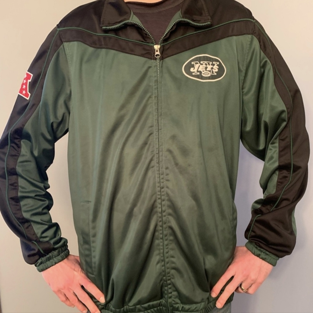 NFL New York Jets Jacket Green Fleece Lined Full Zip Long Sleeve Size XX…
